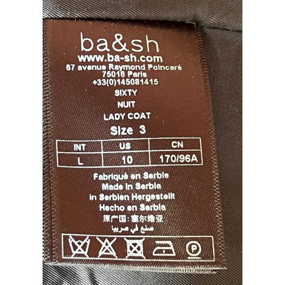 Ba&Sh Women's Coat Size 3 US 10 Gray Double-Breasted Wool Blend Overcoat - Picture 6 of 14